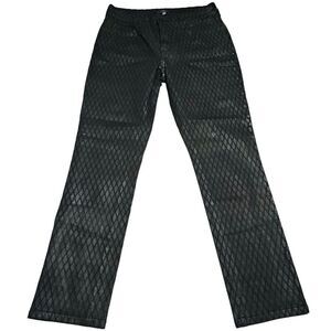 NYDJ Skinny Jeans Petite Sz 10P Black Coated Diamond Pattern Lift Tuck USA Made‎